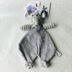 Furry Five Corduroy Elephant Flattie w Squeaker & Crinkle Gray  Toy 12" NWT